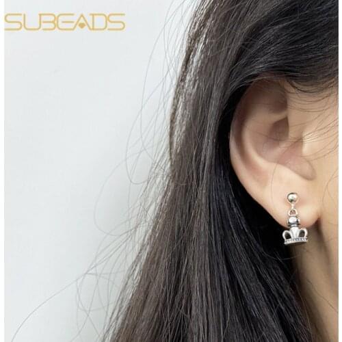 925 Sterling Silver Earrings For Women Asymmetric Crown Stars Drop Earrings Girl Gift Ear Dangle Earrings Female Cartilage Gift