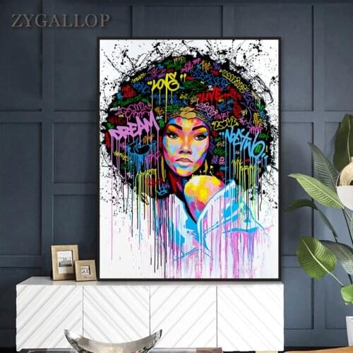 Abstract Woman Street Art Graffiti Oil Painting on Canvas Posters and Prints Pop-Wall Art for Living Room Decor Modular Pictures