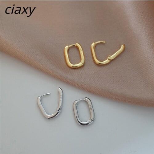CIAXY 925 Sterling Silver O Shaped Oval Earrings for Women Prevent Allergy Geometric Ellipse Earrings Ear Buckles Jewelry Gifts