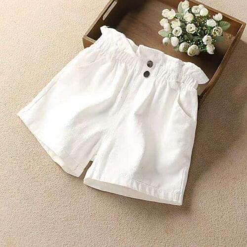 Kids Summer Trousers Clothes Children Pants for Girls Shorts plus size white denim 130 140 150 160 170 solid pricess