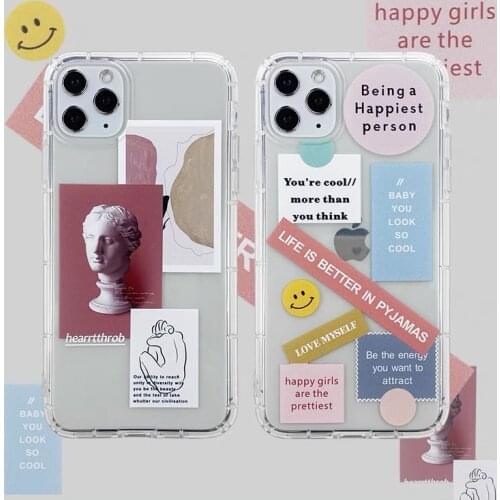 Art body David Statue Phone Case for iphone 12 12mini 12 pro max 11 11pro 11 pro max X XS 6 6s 7 8 plus INS Letter Label Cover