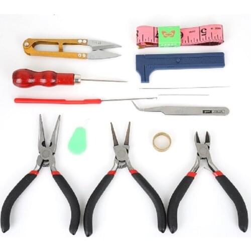 13Pcs/Set Jewelry Beading Needle Ruller Scissors Tweezer Crimper Pliers Tool For DIY Tools & Equipment Jewelry Making