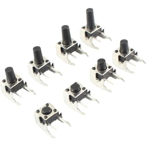 1000pcs Micro Switch 6x6x4.3/5/7/8/9/10/11/12mm Momentary Right Angle Stent Tactile Push Button 2Pin 6*6*4.3/5/7/8/9/10/11/12mm