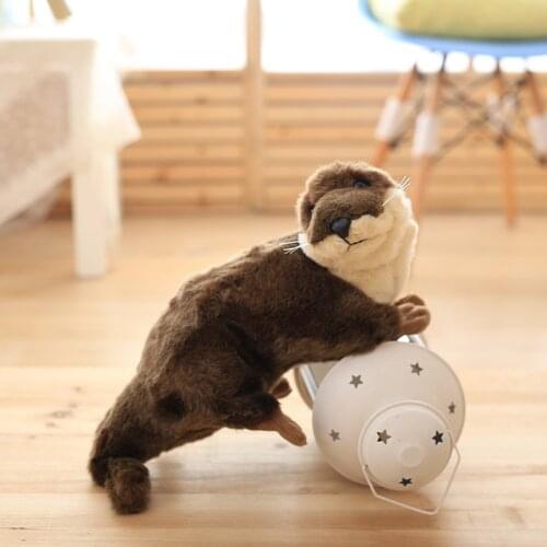 Cute Plush Toy Otter Simulation Doll Realistic Marine Animal Pp Cotton Soft and Comfortable Brown Lying Posture