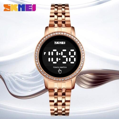 Fashion Women Digital Watch Luxury Stainless Steel Simple Quartz Watches Womens Dress Wristwatch Date LED Light Display Watches