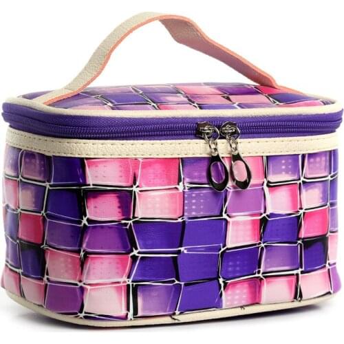 Fashion Women Purple Cosmetic Bags Make Up Travel Toiletry Storage Box Lady Girls Makeup Bag Wash Organizer Cases