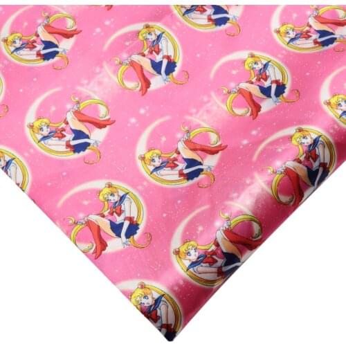 Cartoon Girls Patchwork Printed Polyester Satin Fabric For Party Box LiningTissue Kids Home Textile For Sewing Tilda Doll,c20381