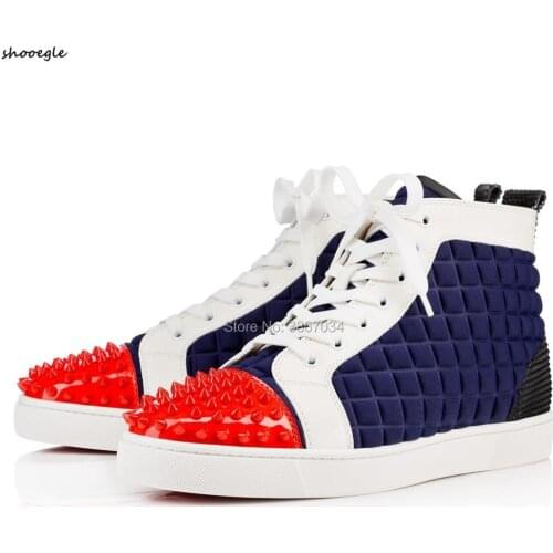 SHOOEGLE Zapatos Hombre Men Patchwork Sneakers Velvet Grid Shoes Lace Up Flats High Top Ankle Boots Spring Autumn Shoes Men