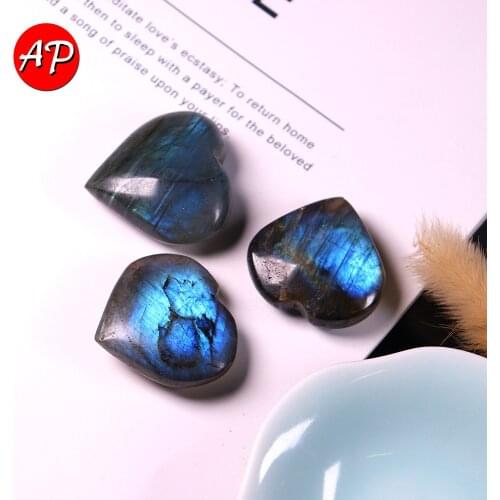 Natural heart-shaped Raw Moonstone Crystal quartz Labradorite Healing Specimen Decor Gemstone Stone Home Decor