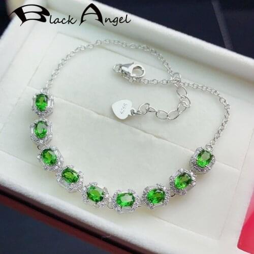 New Silver Aristocratic Emerald Bracelet for Women Luxury Tourmaline Gemstone CZ Adjustable Bracelets Fine Jewelry