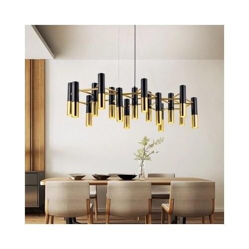 Postmodern LED Chandelier Aluminum Black Plus Gold Hanging Lamp Living Room Restaurant Bedroom Lighting Fixtures AC90V - 260V
