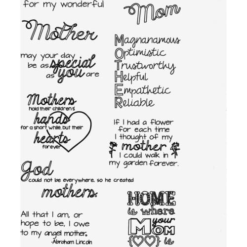 Motherly Love Transparent Clear Silicone Stamp/Seal for DIY scrapbooking/photo album Decorative clear stamp sheets HEM22