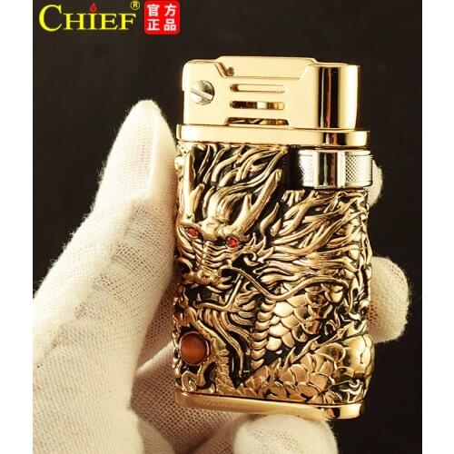 Luxury 3D Dragon Carving Lighter Cap ejection ignition Kerosene Lighters Gasoline Lighters Windproof Men Smoking Lighter Gift