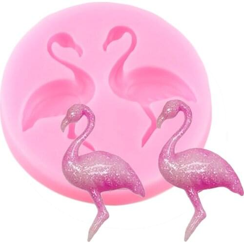 3D Flamingo Silicone Mold DIY Animal Cupcake Topper Fondant Molds Cake Decorating Tools Chocolate Moulds Candy Clay Resin Mould