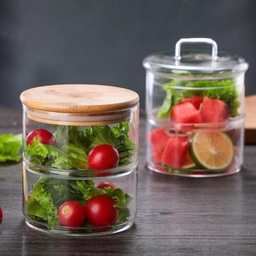 Nordic Style Glass Bowl Transparent with Lid Fruit Dessert Candy Snack Storage Storage Jar Glass Salad Bowl