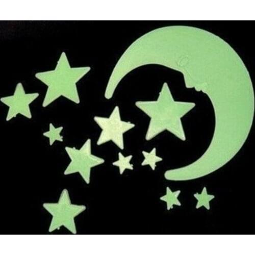 The moon and the stars in the light emitting fluorescent luminous stickers creative cartoon star wallpaper