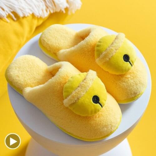 New Arrival Women Men Winter Slippers Cartoon Short Plush Home Footwear Ladies Shoes Flock Solid Color Female Cotton Slippers