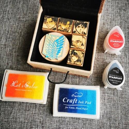 Japan Anime Attack on Titan Stamp Dororo Levi Ackerman Eren Mikasa Fashion Logo Cosplay Seal Wood Gift