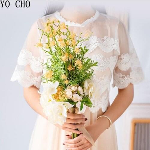 YO CHO High Grade Dropship Fake Plants Long Flower Bouquets Artificial Silk Flower Wedding Bridal Bouquets Home DIY Decor