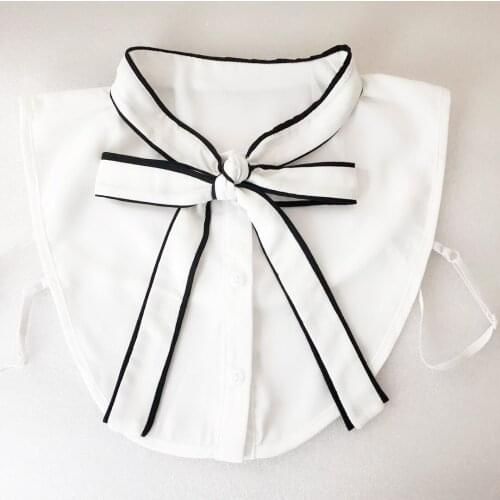 Women Stand Fake Collars Ladies Bowknots Black White Half Shirt Blouse Detachable Collars Removable Neck Ties Decor Nep Kraagie