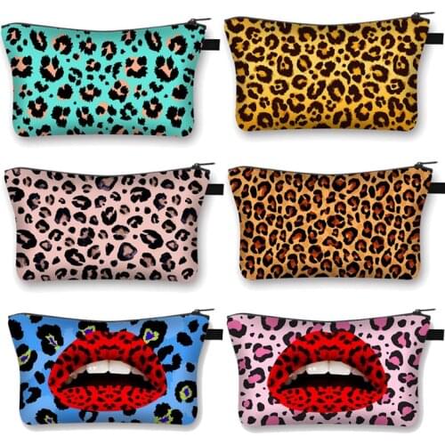 Ladies Water Resistant Makeup Bag Printing Leopard Cosmetic Bag Organizer Bag Women Multifunction Beauty Bag Girls Storage Bag