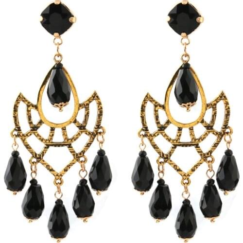 Zouchunfu Fashion Crystal Earrings for Women Big Drop Long Earrings Zinc Alloy Personality Retro Earrings Pendientes