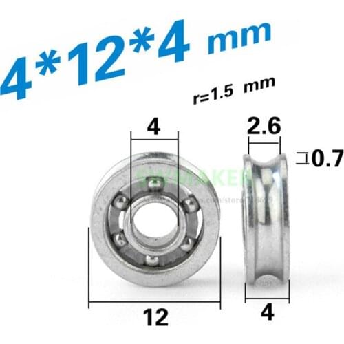 100pcs 4*12*4mm screen window wheels, rollers, guide wheels, 12mm grooves, U grooved wheels, bearing ball rollers, line guides