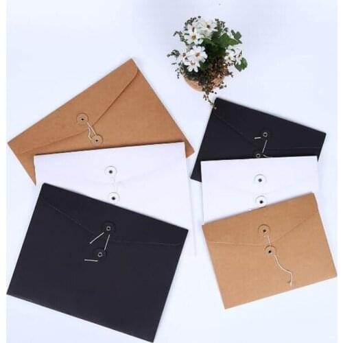 100pcs/lot Brown Kraft Paper A5/A4 Document Holder File Storage Bag Pocket Envelope with Storage String Lock Office Supply Pouch