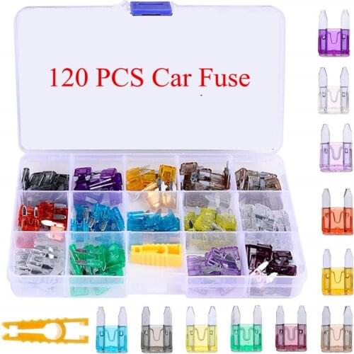 120 PCS Car Auto Standard Medium Small Mini Size Blade Fuse Assortment Set for Car Truck Motor ATM Box, Add-A-Circuit Fuse