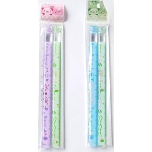 2 PCS/Lot New Love Mini Ruler Learning A Good Helper 15 Cm Childrens Favorite Cartoon Straight Ruler Study Measure Stationery