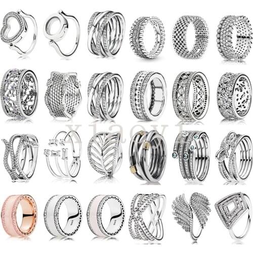 2020 New 100% S925 Magic studded with beaded leaves interlaced with fragments feather hollowed-up wide plate large ring female