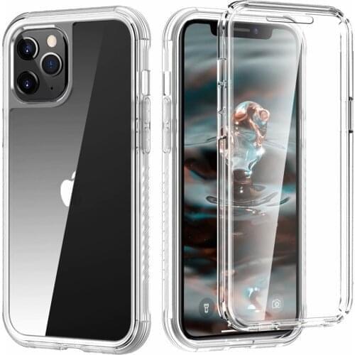 360 Full Body Protection Rugged Bumper Pretty transparent Case Built-in Screen Protector for iPhone 12 mini,iPhone 12/12 Pro 6.1