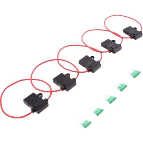 5 Packs Car Truck 10 Gauge In-line ATC Fuse Holder with Cover and 30AMP Fuse