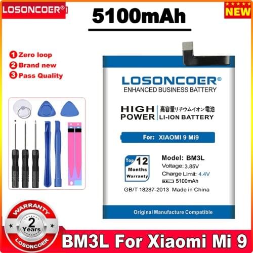 LOSONCOER BM3L 4750mAh For Xiaomi 9 MI9 M9 MI 9 Battery Batteries