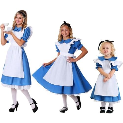 Alice Cosplay Costume Alice in Wonderland Costume Lolita Dress Maid Cosplay Fantasia Carnival Halloween Costumes for Kids
