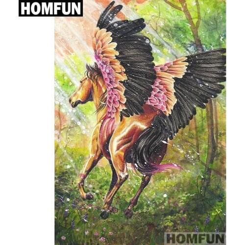 HOMFUN Full Square/Round Drill 5D DIY Diamond Painting "Horse angel" Embroidery Cross Stitch 5D Home Decor Gift A01460