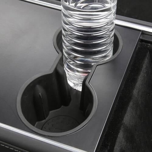 Car Center Console Cup Holder Insert Bottle Drink Divider Black TPE Car Internal Accessory for Tesla Model 3 Model Y 2021