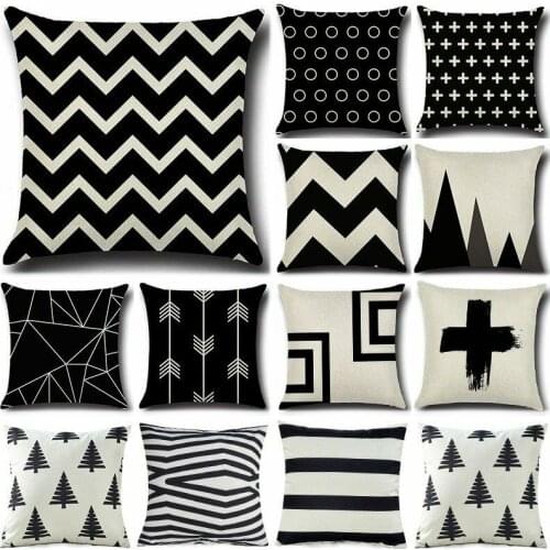 All Sizes Nordic Style Beige Geometric Pattern Cotton Linen Throw Pillow Case Cushion Home Art Peisonality Design