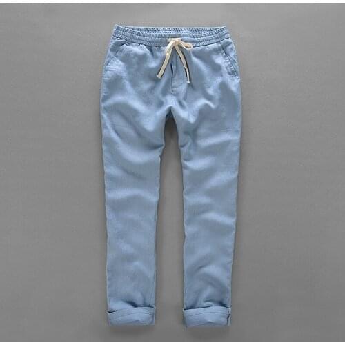 Brazil style pure linen pants men brand fashion men trousers loose casul pants mens 40 size 5 colors mens trousers flax pantalon