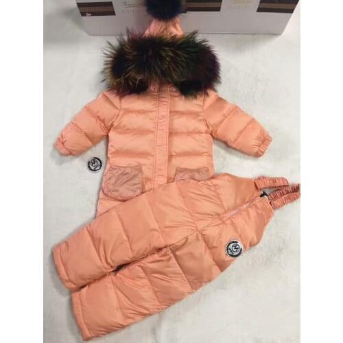 2021 Winter Jacket Children down coat child down jackets& PANT duck down Fur hooded snowsuit coats children Suit set outerwear