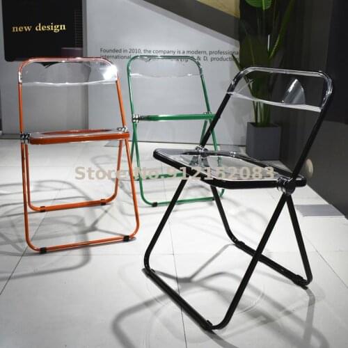 Ins makeup chair crystal plastic chair transparent folding chair nordic style acrylic dining chair net red chair simple backrest