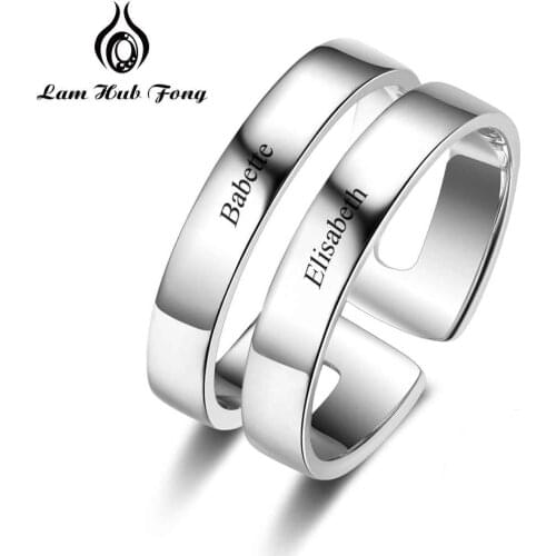 Personalized Name Ring Custom Stainless Steel Ring Engraved Lovers Name Date Fashion Jewelry Anniversary Gift for Women (Lam Hu
