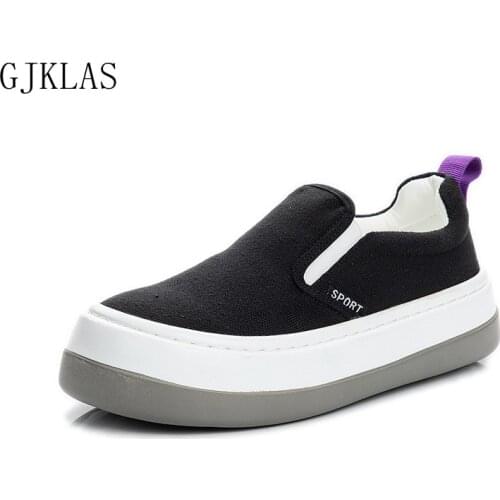 Non-leather Casual Flat Shoes Women Chunky Sneakers Slip on Vulcanize Shoes for Women Loafers Red Black White Shoes Woman Flats
