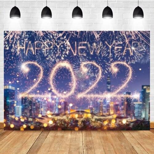 Laeacco Happy New Year 2022 Fireworks Light Bokeh Photo Photography Background Photographic Backdrop For Photo Studio