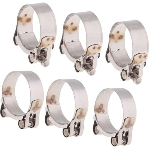 MagiDeal 6 x Motorcycle Exhaust Pipe Clamp Clip 48-51/52-55mm