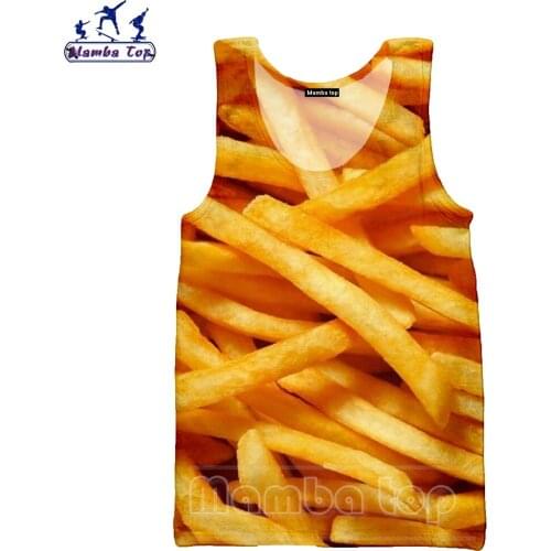 Mamba top French Fries Tank Tops Harajuku 3D Print Food Men Shirt Beach Vacation Undershirt Potato Sports Run Fashion Women Vest