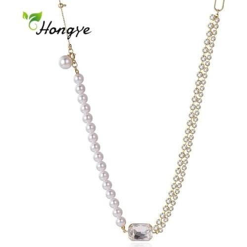 Hongye Trendy Elegant Freshwater Pearl Irregular Pendant Necklace For Women Girls Wedding Party Unique Delicate Gifts 2021