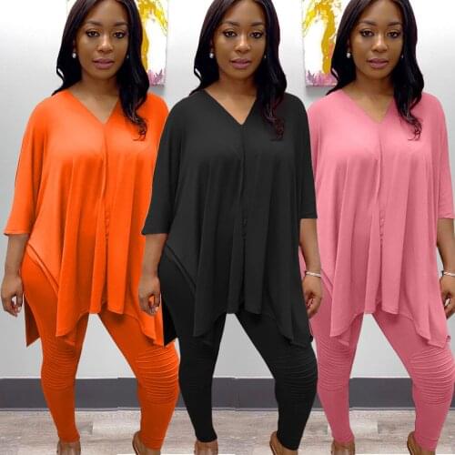 Fashion Women V Neck Short Sleeves Solid Casual Loose Asymmetric Jumpsuit 2Pcs Solid Color Comfortable Versatile 2020 Hot