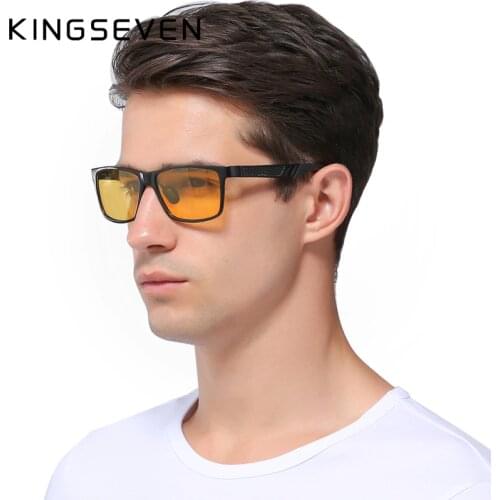 KINGSEVEN Aluminum Polarized Night vision Sunglasses Men Square Sun Glasses Driving Sunglasses Goggle Eyewear oculos de sol