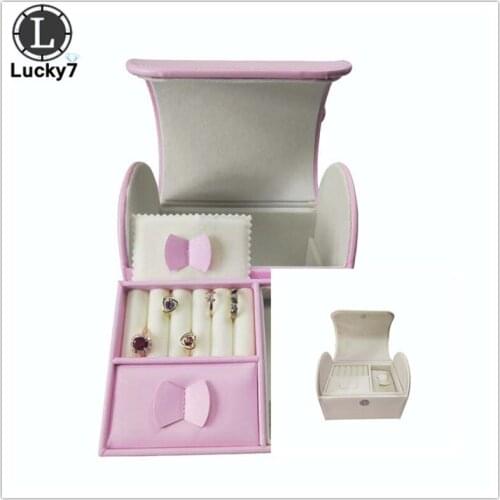 New Cute Mini Pink Jewelry Packaging Display Storage Box Luxury PU Ring Earring Jewelry Organizer Carrying Case Wedding Gift Bag
